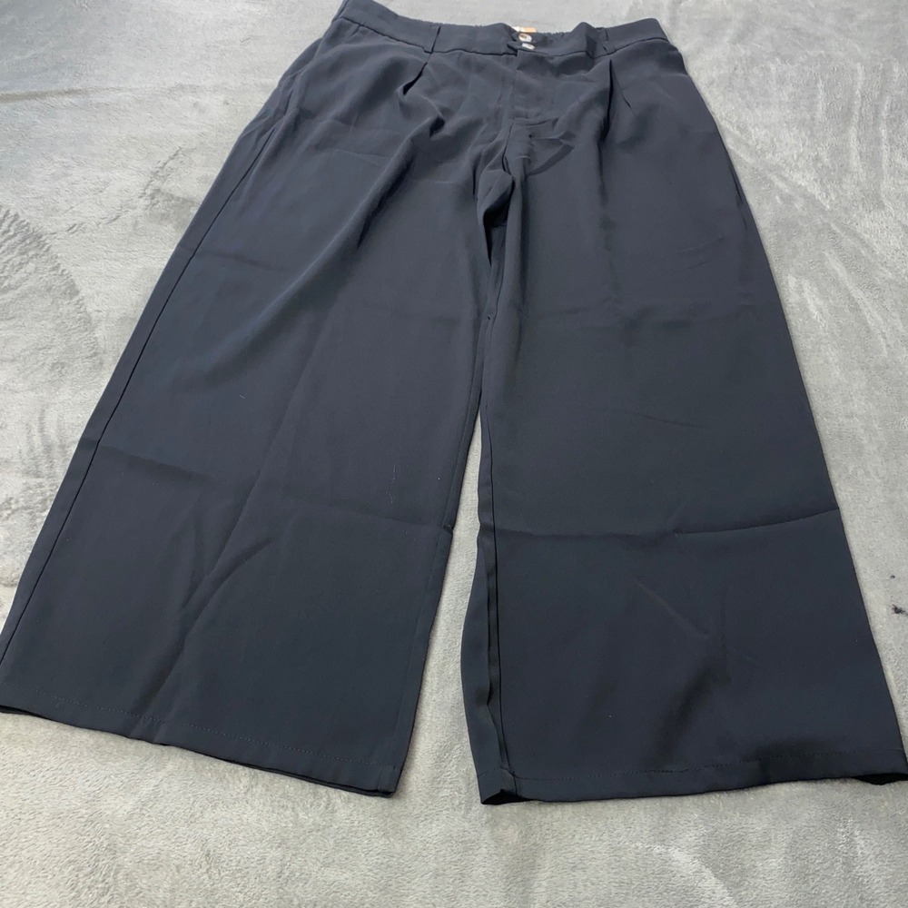 NWT Wide Leg Pants Women XXL BTFBM Black High Waist Pleated Palazzo Trousers
